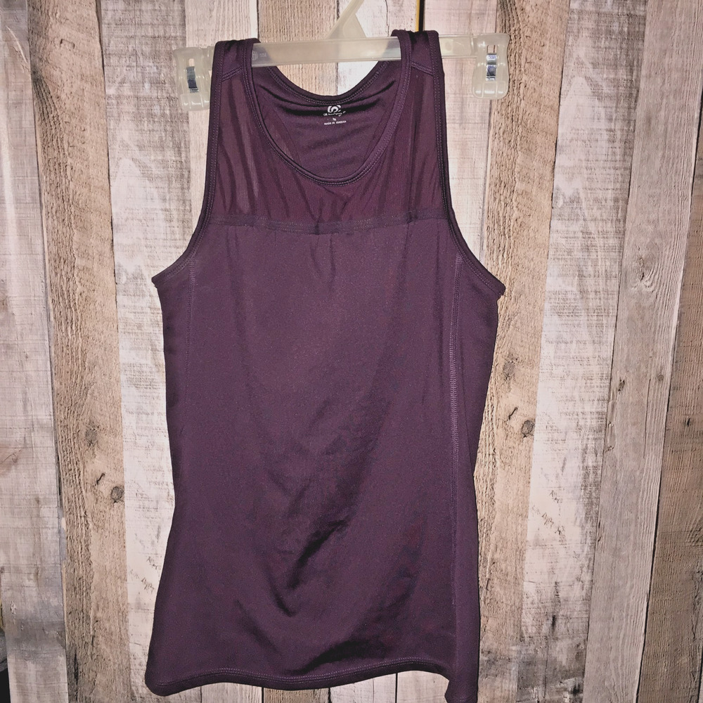 Champions Womens Purple Tank Top Sport Bra Sleeveless Round Neck Size M